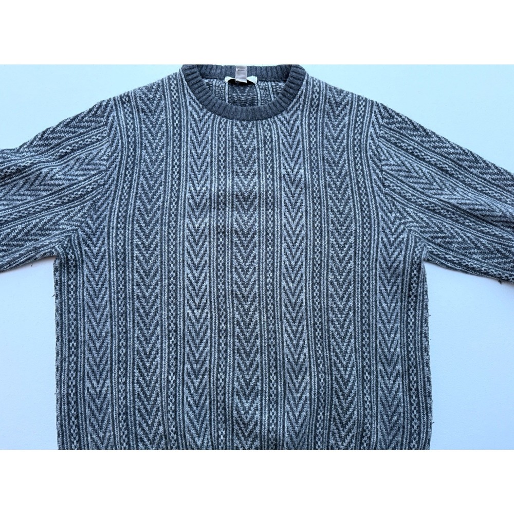 Turnbury Mens Grey Sweater Chevron Cotton Cashmere Size L Australia Quiet Luxury - Picture 9 of 13